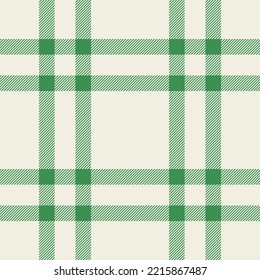 Plaid seamless pattern in green. Check fabric texture. Vector textile print design.