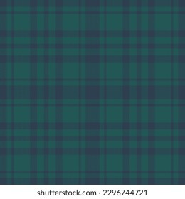 Plaid seamless pattern in green. Check fabric texture. Vector textile print design.