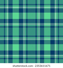 Plaid seamless pattern in green. Check fabric texture. Vector textile print design.