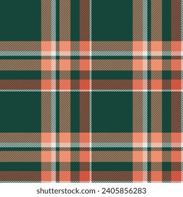 Plaid seamless pattern in green. Check fabric texture. Vector textile print design.