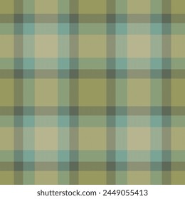 Plaid seamless pattern in green. Check fabric texture. Vector textile print.