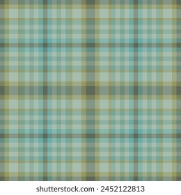 Plaid seamless pattern in green. Check fabric texture. Vector textile print.