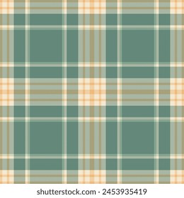 Plaid seamless pattern in green. Check fabric texture. Vector textile print.