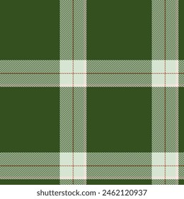 Plaid seamless pattern in green. Check fabric texture. Vector textile print.