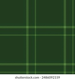 Plaid seamless pattern in green. Check fabric texture. Vector textile print.