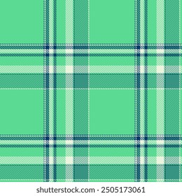 Plaid seamless pattern in green. Check fabric texture. Vector textile print.
