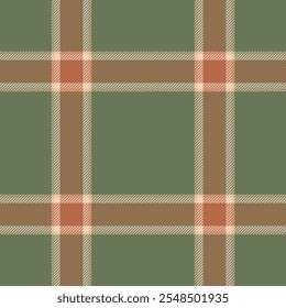 Plaid seamless pattern in green. Check fabric texture. Vector textile print.