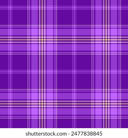 Plaid seamless pattern with lavender purple and yellow. Light strips on dark field
