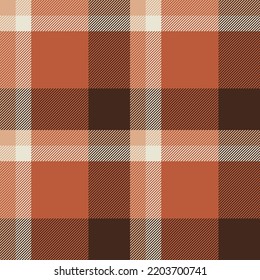 Plaid seamless pattern in orange. Check fabric texture. Vector textile print design.