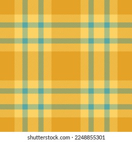 Plaid seamless pattern in orange. Check fabric texture. Vector textile print design.