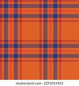 Plaid seamless pattern in orange. Check fabric texture. Vector textile print design.