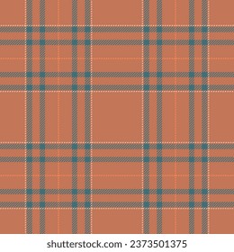 Plaid seamless pattern in orange. Check fabric texture. Vector textile print design.