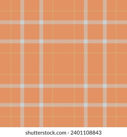 Plaid seamless pattern in orange. Check fabric texture. Vector textile print design.