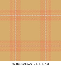 Plaid seamless pattern in orange. Check fabric texture. Vector textile print design.