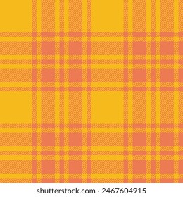 Plaid seamless pattern in orange. Check fabric texture. Vector textile print.