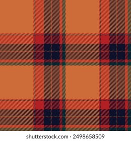 Patrón de cuadros sin costuras en naranja. Revisa la textura de la tela. Vector textil estampado.