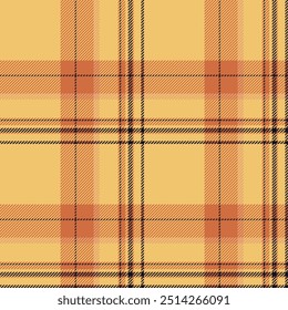 Plaid seamless pattern in orange. Check fabric texture. Vector textile print.