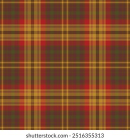 Plaid seamless pattern in orange. Check fabric texture. Vector textile print.