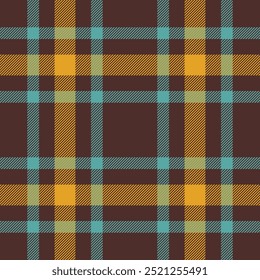 Plaid seamless pattern in orange. Check fabric texture. Vector textile print.