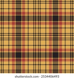 Plaid seamless pattern in orange. Check fabric texture. Vector textile print.