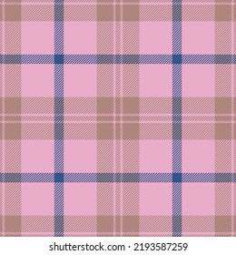 Plaid seamless pattern in pink. Check fabric texture. Vector textile print design.