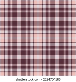 Plaid seamless pattern in pink. Check fabric texture. Vector textile print design.