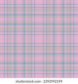 Plaid seamless pattern in pink. Check fabric texture. Vector textile print design.