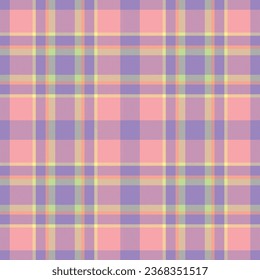 Plaid seamless pattern in pink. Check fabric texture. Vector textile print design.