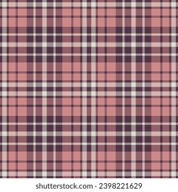 Plaid seamless pattern in pink. Check fabric texture. Vector textile print design.