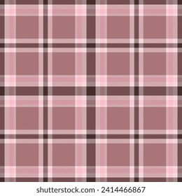 Plaid seamless pattern in pink. Check fabric texture. Vector textile print design.