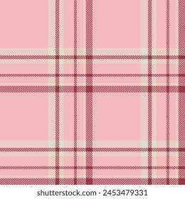 Plaid seamless pattern in pink. Check fabric texture. Vector textile print.