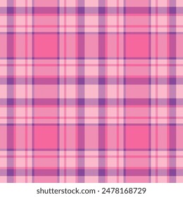 Patrón sin costuras a cuadros en rosa. Compruebe la textura de la tela. Estampado textil de Vector.