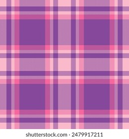 Plaid seamless pattern in pink. Check fabric texture. Vector textile print.