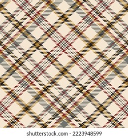 Plaid seamless pattern. Red, beige, gray, yellow background checkered. Tartan cage abstract textured. Vector graphics printing on fabric, shirt, textile, curtain and tablecloth.