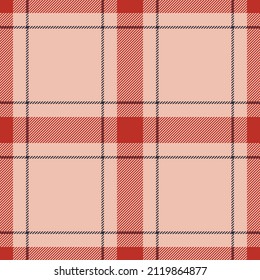 Plaid seamless pattern in red. Check fabric texture. Vector textile print design.