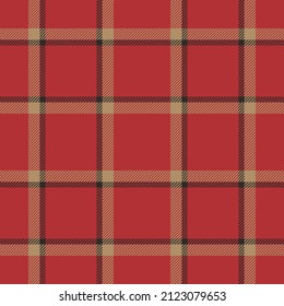 Plaid seamless pattern in red. Check fabric texture. Vector textile print design.