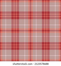 Plaid seamless pattern in red. Check fabric texture. Vector textile print design.
