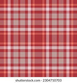 Plaid seamless pattern in red. Check fabric texture. Vector textile print design.