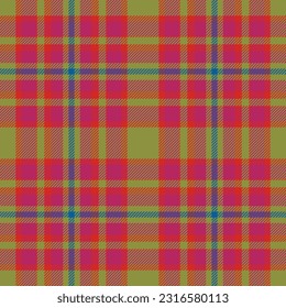 Plaid seamless pattern in red. Check fabric texture. Vector textile print design.
