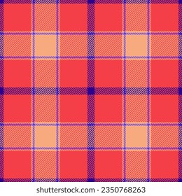 Plaid seamless pattern in red. Check fabric texture. Vector textile print design.