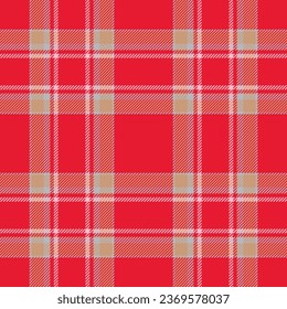 Plaid nahtloses Muster in Rot. Überprüfen Sie die Textur des Stoffes. Vektor-Stoffdruck-Design.