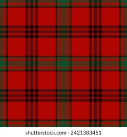 Plaid seamless pattern in red. Check fabric texture. Vector textile print design.