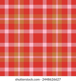 Plaid seamless pattern in red. Check fabric texture. Vector textile print.