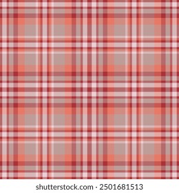 Plaid seamless pattern in red. Check fabric texture. Vector textile print.