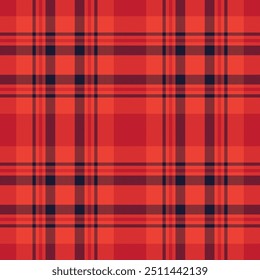 Plaid seamless pattern in red. Check fabric texture. Vector textile print.