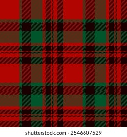 Plaid seamless pattern in red. Check fabric texture. Vector textile print.