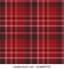 Plaid seamless pattern. Red, gray geometric background checkered. Tartan cage abstract textured. Vector graphics printing on fabric, shirt, textile, curtain and tablecloth.