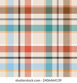 Plaid seamless pattern. Repeating checker fabric for design prints plaids. Repeated check ekose. Checks square line. Vichi cloth. Tartan repeat textile. Scottish madras flannel. Vector illustration