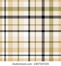 Plaid seamless pattern. Repeating tartan neutral color. Check design for prints. Repeated scottish flannel. Madras fabric. Abstract wool patterned. Repeat monochrome ekose woven. Vector illustration