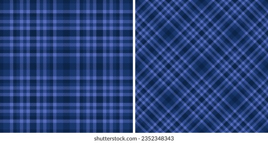 Plaid seamless pattern of tartan vector check with a background fabric texture textile set in sea colors.